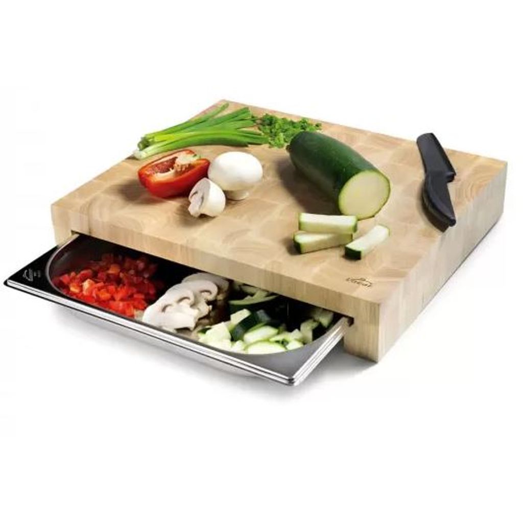 Planche à découper bois 1 tiroir 34 cm 60592 - Visuel 0